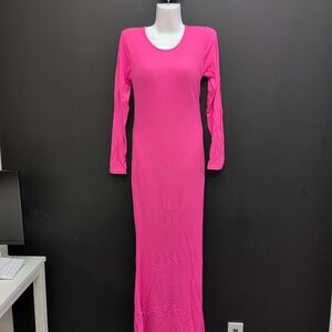 Soo Slick Long Sleeve Shapewear Maxi Dress Siz XXL Pink